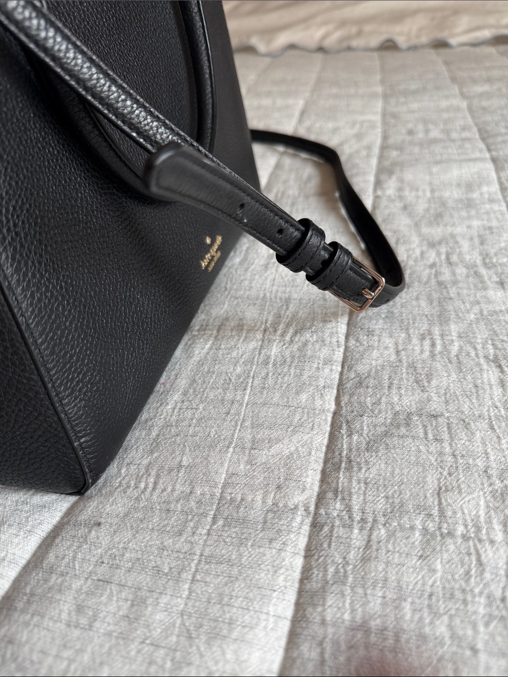 kate spade Black Leather Bag with Gold Hardware and Removable Cross Body Strap - Picture 3 of 9